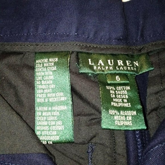 Lauren Ralph Lauren Hyanni Sport Navy Blue Cotton Twill Chino Shorts Womens 6 - Picture 3 of 4